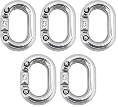 YINETTECH 5pcs Maillons de Chaîne de Connexion Fendus en Acier Inoxydable 316 de 5mm Connecteur de Maillon de Chaîne Robuste Connexion Fendue en C pour Connexion de Chaîne Qualité Marine