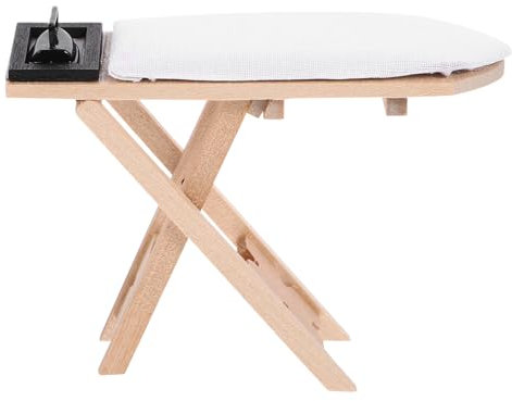 KONTONTY Set De 2 Mini Table Et à Repasser pour Maison De Poupée Décoration en Micro Scène Accessoires Jouets Éducatifs pour Enfants