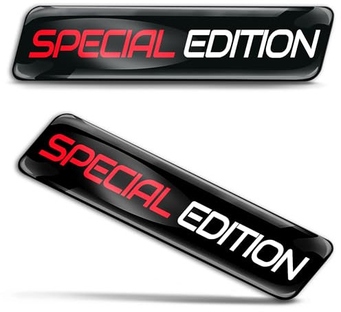Biomar Labs 2 x 3D Gel Adesivi in ​​Silicone Adesivi per Paraurti Decalcomanie Emblema Distintivo Auto Tuning per auto Moto Casco Nero Bianco Rosso Edizione Speciale Special Edition KS 118