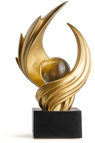 XYQXYQ Abstract Art Sculpture, Resin Gold Decorative Statue, Modern White Ornaments for Living Room, Decorativas Modernas for Coffee Table, Entryway & Office Collectibles (Gold)