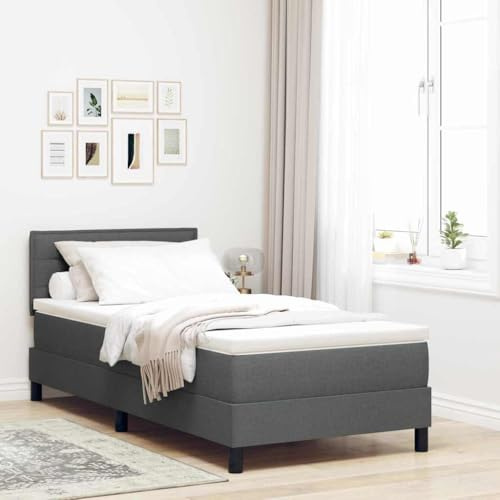 vidaXL Letto a molle con testiera Grigio scuro 80 x 200 cm Tessuto