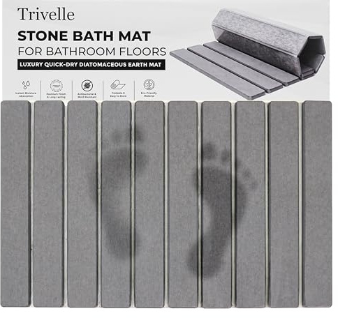 Extra Large Stone Bath Mat Made From Diatomaceous Earth, Fast Drying Non Slip Bathroom Rug for Shower, Modern Absorbent Mat with Quick Dry Surface for Bathroom Accessories