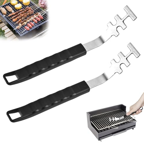 Vlecexs 2 Pezzi Barbecue Utensili Sollevatori Multifunzione Grill In Acciaio Inossidabile Resistente al Calore Protezione Antiscivolo Accessori Per Grigliate Universali Accessori Barbecue All'aperto