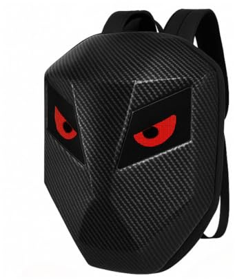 Vareotek Sac à Dos Moto LED LOY T6-P3.75, Écran 32×32 Pixels Programmable, Contrôle par App, Grand Format, Imperméable, Port USB, Anti-vol (Carbonne)