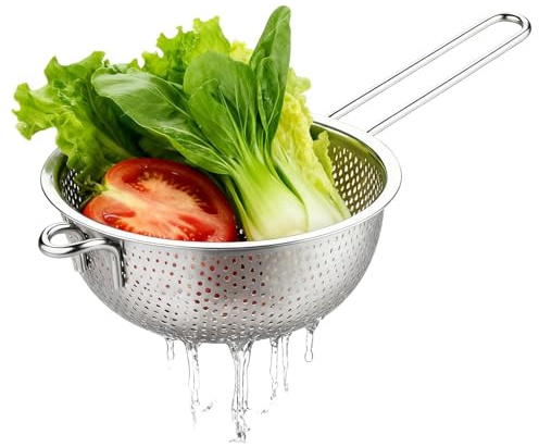 Quorvex Coladores Para Cocina | Acero Inoxidable Con Mango Tamiz - Coladores Y Escurridores Suministros De Cocina - Para Fruta Verdura Patatas Fritas Escurrir Hogar Restaurante