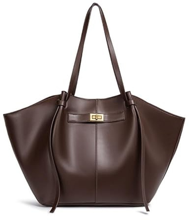 AAFGVC Sac de cours femme élégant – Sac à main haute capacité et cuir végan lisse – Idéal pour le travail ou les cours universitaires (Coffee)