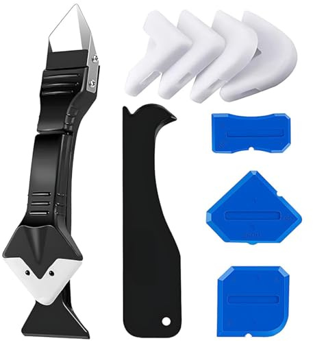 UIEXAY 3 In 1 Strumento Di Sigillante Kit, Togli Silicone Angolare Con Grout Remove, Spatola Per Silicone Raschietto Con Strumenti, Calafataggio Raschietto Per Finestra, Cucina