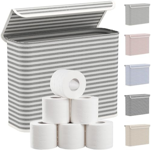 Lifewit Contenitore Carta Igienica con Coperchio, Cesto Porta Carta Igienica Pieghevole, Cestino Porta Carta Igienica Impermeabile, Salvaspazio Bagno, 9-12 Rotoli, Grigio, 22L