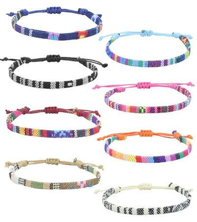 ZAMXHUG 8 piezas Pulseras Náuticas Trenzadas,Surf Pulsera Cuerda Ajustable Hecha a Mano, Marinera Brazalete Paracord Colorida, Pulseras Trenzadas geniales para Hombres Mujer Niños Surfista Pareja