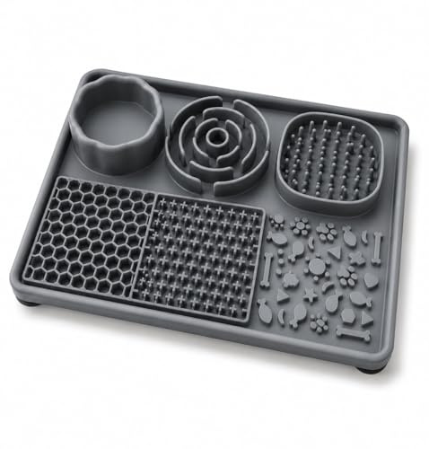 ZENPAW Tappetino da Leccare Cane e Gatto, Lick Mat Cane in Silicone, Slow Feeder Antingozzamento, Tappetino Antistress per Cani, Antiscivolo e Lavabile