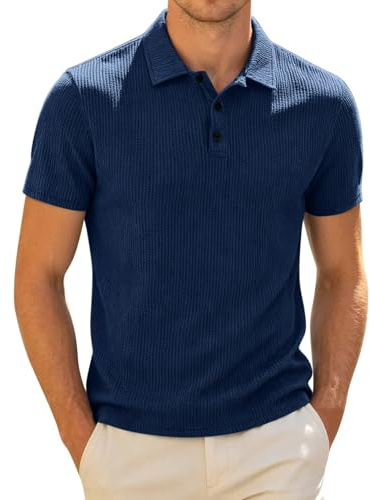 Breeze Polo Camisas para Hombres Cerveza Vientre Wearbreeze Manga Corta con Cuello Texturizado Casual Camisa de Golf de Secado rápido Estiramiento no Hierro Antiarrugas Camisa