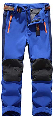 Echinodon Kinder Softshellhose mit Fleecefütterung Wasserdicht Winddicht Atmungsaktiv Warm Funktionshose Skihose Regenhose Jungen Mädchen Sporthose Wanderhose Dunkelblau M