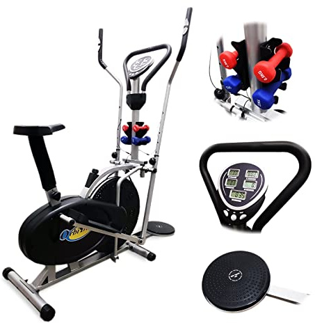 Ffitness FLMDK414 Vélo elliptique Volant 5 kg Résistance Courroie Entraînement Maison Statique Dynamique, Gris