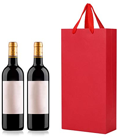10Pack Wine Gift Bags for Champagne - Paper Carrier Tote With Handle for Double Bottles - Birthday, Wedding, Anniversary Party Favors Celebration