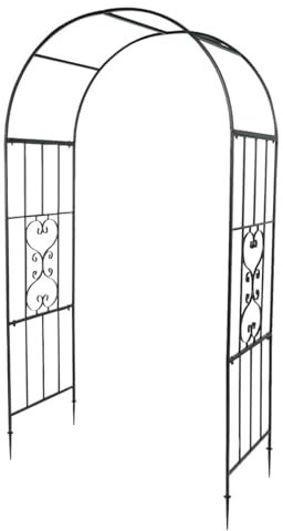 GLARRY Arche de Jardin en Métal – Tuteur pour Plantes Grimpantes – 118x56x221 cm – Idéal pour Rosiers, Vignes et Décoration de Terrasse – Vert foncé