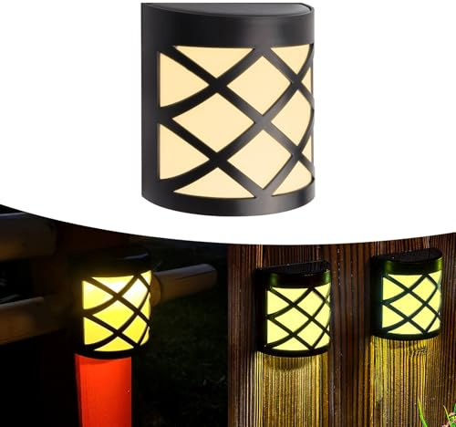 TOTHDATE 1PCS Solar Zaun Leuchten Warmweiß Licht, Mesh-Schale Solar Gartenleuchte Wandleuchte Aussen Zaun IP55 Wasserdicht für Gartenzaun Terrasse Deck Innenhöfe Balkon Terrasse Dekorationen