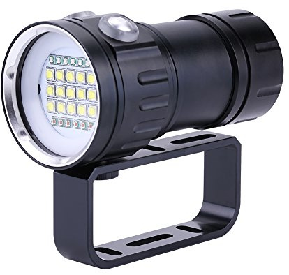 Luce subacquea impermeabile IPX8, 18000 lumen torcia subacquea con supporto per impugnatura per esterni per riprese subacquee 300-500 metri di profondità