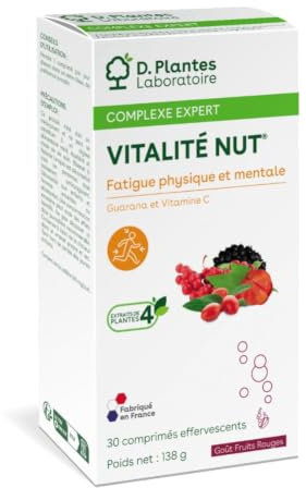 D.PLANTES - Vitalité-Nut - Complément Alimentaire Multivitamines et Minéraux - Tonus, Vitalité - Goût Fruits Rouges - 30 Comprimés Effervescents