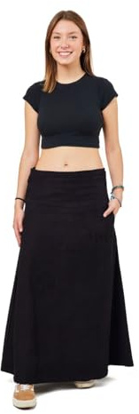 FANTAZIA Jupe Longue Velours milleraies Vik - Taille S au XXXL Noir