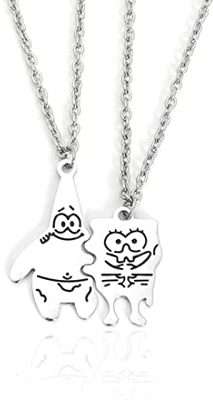 GAUEIOUR Cute Anime Good Friend Necklace,Couple Necklace Versatile Men's and Women's Fashion Collar Chain Mesh Red Hip Hop Accessories(2 Pack)