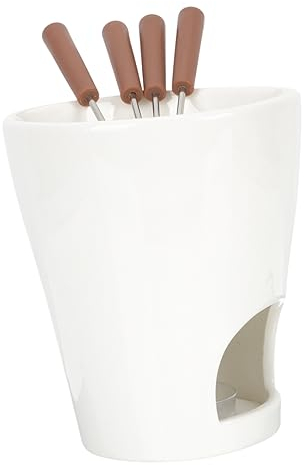 MAGICLULU Caquelon à Fondue Au Chocolat Multifonction 1,2 l Céramique Chauffe-Beurre Chauffe-Fromage Portable pour Usage Domestique Et Fondue Au Chocolat Fourchettes Incluses
