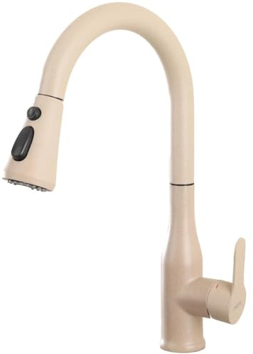 ONECE Rubinetto Cucina Farina D'avena, con Doccetta Estraibile a 3 Modalità, Miscelatore Monocomando Lavello Girevole a 360°, Rubinetti Estensibile, Acciaio Inox 304, Aeratore Rimovibile