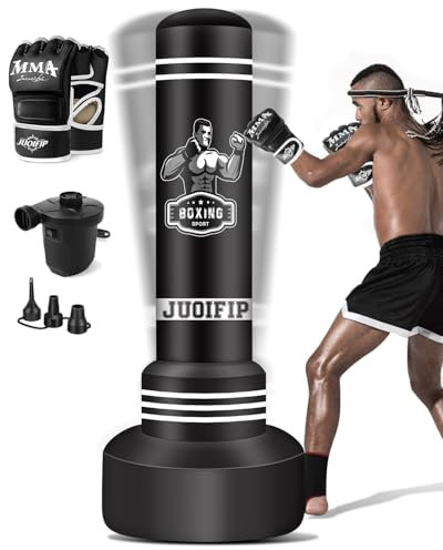 JUOIFIP Boxsack Stehend Erwachsene 180cm- Punching Boxing Bag mit Boxhandschuhen und elektrische Luftpumpe, Frauen Männer Stand Kickboxen Taschen für die Ausbildung MMA Muay Thai