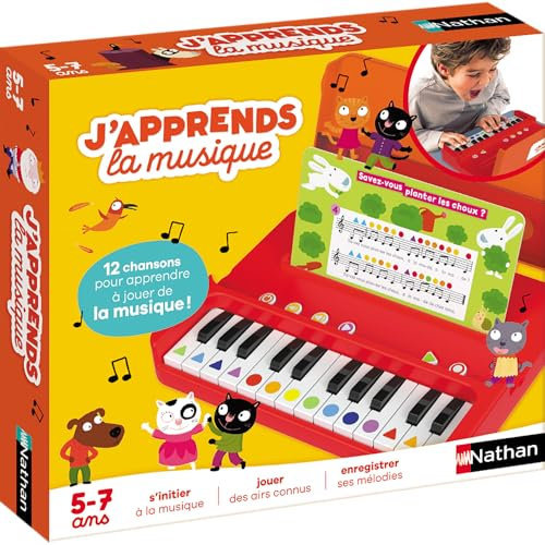 Nathan – J'apprends la Musique – Jeu éducatif - Jouet Piano pour Enfant – 12 mélodies pour Apprendre la Musique – Dès 5 Ans