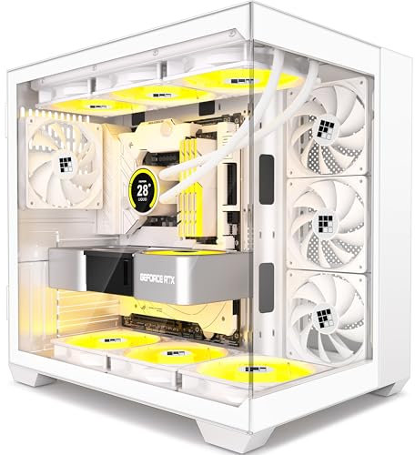 FOIFKIN F300 PC Case - Preinstalled 4 without RGB Fans, ATX Mid-Tower Gaming PC Case, 270° Panoramic Glass with Type-C (White, F300)