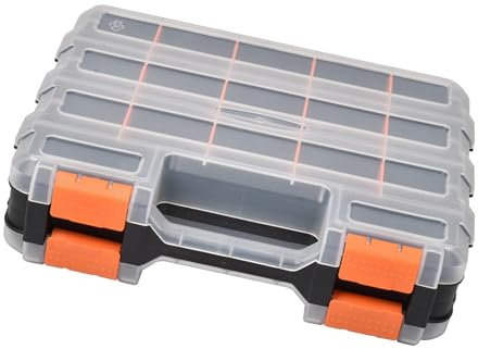 Scatola di smistamento con scomparti a doppio lato, contenitore per attrezzi con coperchio