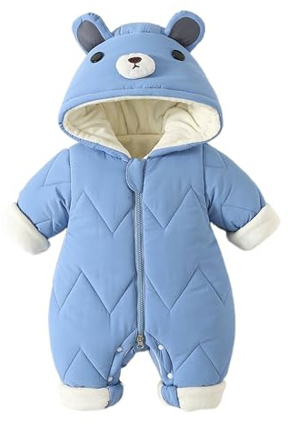 WYTbaby Baby Snowsuit Animal Hooded Romper Thick Windproof Winter Jumpsuit for Infant Newborn Boys Girls 0-12 Months