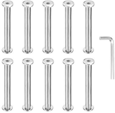 PATIKIL M5x5mm Hex Chicago Screws 6x50mm, 10Pcs 304 Stainless Steel Metric Hex Drive Socket Cap Binding Post Screw Posts for Scrapbook Leather Belt Album Furniture Repair, Silver