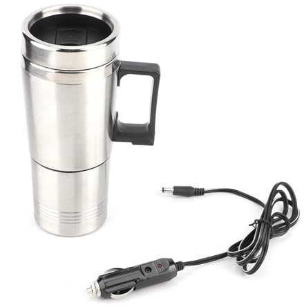Coche Hervidor eléctrico 12V portátil de acero inoxidable taza calentamiento agua para café té viaje 350ml 150 plata