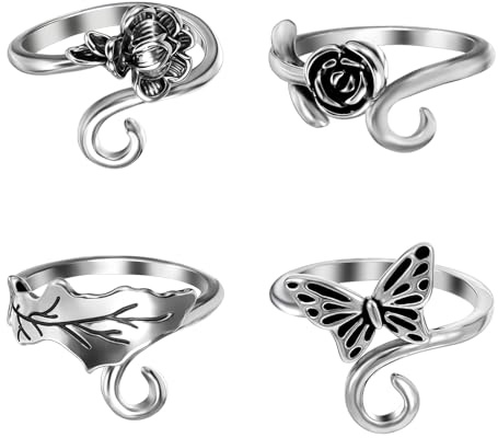 Ouligay 4PCS Crochet Ring for Finger Weaving Hook Adjustable Tension Rings for Crocheting Yarn Guide Ring Yarn Tension Holder Knitting Crochet Accessories for Women Mother Crocheters Grandma Gift