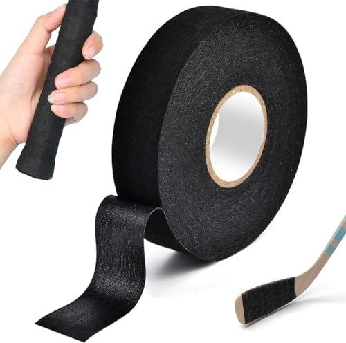 Dmrbiy Grip Tape, 25 M X 25 MM, Cinta Antideslizante, Cinta De Hockey, Adecuado para Deportes como Hockey sobre Hielo, Golf, Tenis Y Bádminton, Mejora La Fuerza De Agarre (Negro)