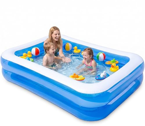Piscina Gonfiabile Rettangolare per Bambini e Adulti, Vasca d’Acqua 200X150X50cm, Piscina Familiale Estiva, Modello Multiuso per Giardino, Utilizzo Interno ed Esterno