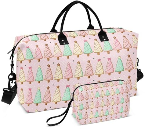 Resa duffelväska set dubbel väska uppsättning ultraljud quiltade blixtlåsfack mångsidig camping, Rodna kakor, One Size, Klassisk