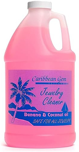 Caribbean Gem Banana & Coconut Oil Jewelry Cleaner (1/2 Gallon Refill) - Jewelry Cleaning Solution Gallon for All Gold, Silver, Diamonds, Rings, Gems & Precious Stones