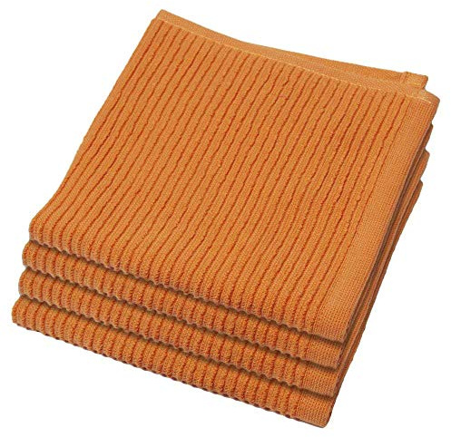 Now Designs Ripple Kitchen Dishcloth, Set of 4, Kumquat Orange