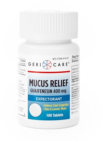 Mucus Relief Tablets by Geri-Care | Expectorant for Chest Congestion Relief | Guaifenesin 400mg | 100 Count Bottle