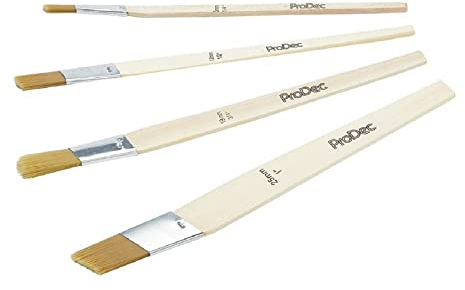 ProDec 4 piece Angled Synthetic Lining Fitch Brush Set for Precise Paint Application and Sharp Lines Ideal for Detail Work, Touch Up, Window Frames, Edges, Narrow Areas, 0.25, 0.5, 0.75, 1 Brushes