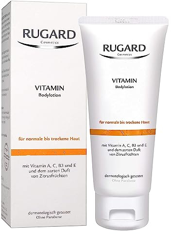 RUGARD Vitamin Bodylotion: Feuchtigkeitsspendende Körperpflege für trockene Haut mit Avocadoöl und Sheabutter, 200ml