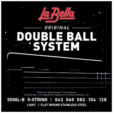 La Bella S500L-B Double Ball System Light Flat Wound Stainless Steel Bass 5- String 43-128