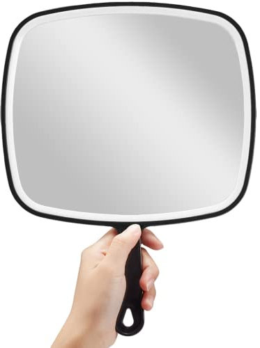OMIRO Hand Mirror, Extra Large Black Handheld Mirror with Handle,Square,XL