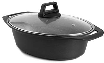 Aeternum Casseruola Ovale Petravera, Rostiera Roaster con Coperchio, Adatta all'Induzione, antiaderente, 32 x 24 cm