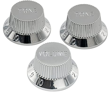 Musiclily Pro Imperial Inch Boutons ST 1 Volume 2 Tone Knobs pour Guitare électrique USA Strat Style, Chrome(Lot de 3)
