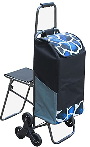Einkaufsroller Stahlgriff 6 Räder Schwerlast 100kg Veranstalter 33L mit Sitz Faltbar Einkaufswagen Trolley-Tasche Abnehmbar Alten Treppen steigen Supermarkt Reisen Picknick Sackkarre