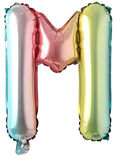 Ballons de baudruche lettres multicolores couleurs arc-en-ciel - 40 cm pour anniversaire mariage fête décoration joyeux anniversaire JGA cadeau ballon de baudruche diplôme grand garçon (40 cm - M)