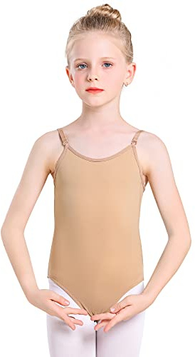 Monbessi Maillot Ballet Niña Leotardo Desnuda Ropa Interior Sin Costuras con Tirantes Ajustables Maillot Gimnasia Ritmica Niña para Niñas Mujeres