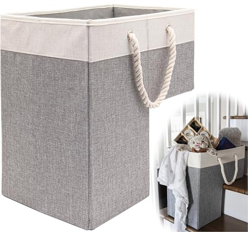 STRIKING LIFESTYLE Stair Basket 16 x 16 x 10 Basket for Stairs with 3 Foldable Sections, Durable Cotton Collapsible Storage Bins, Stair Storage Organizer